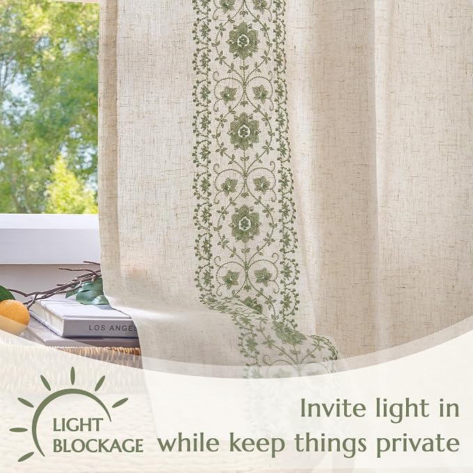 jinchan Floral Linen Curtains - Image 5