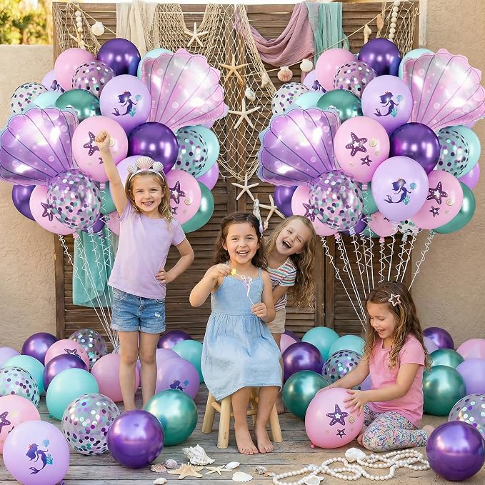 Mermaid balloons Pink Purple - Image 4