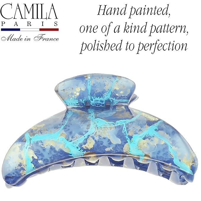 Camila Paris CP2712 French Hair Clip for Women Thick Hair for Long Curly Wavy Hair, Girls Hair Claw Clips Jaw, Durable Styling Big Claw Clip for Thick Hair, Strong Hold No Slip Grip, Made in France
