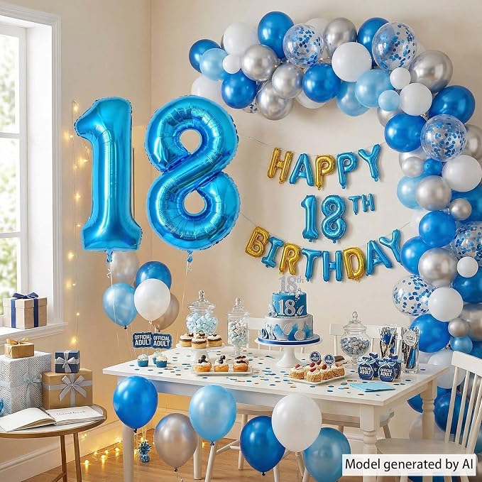 Light Blue Number 18 Balloon 40 Inch, Foil Numeral - Image 6