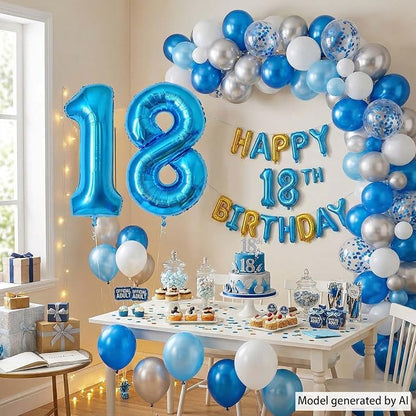 Light Blue Number 18 Balloon 40 Inch, Foil Numeral - Image 6
