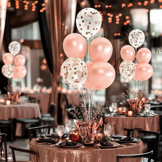 2 Set Rose Gold Christmas Table Balloons Foil Spray Table Centerpiece - Image 4