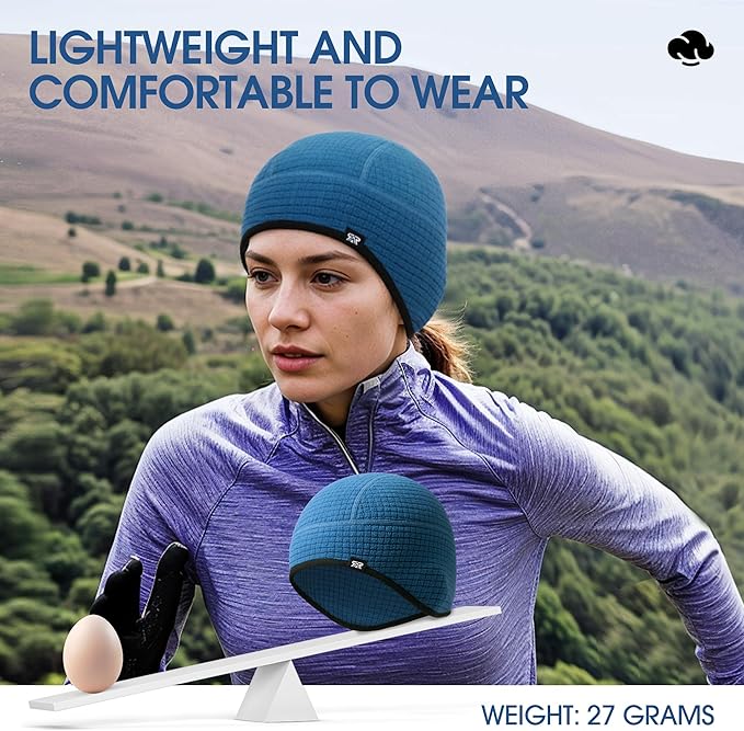 Skull Cap Helmet Liner, Winter Thermal Cycling Cap for Men & Women, Lightweight Cycling Hat for Biking Running Outdoor Work
