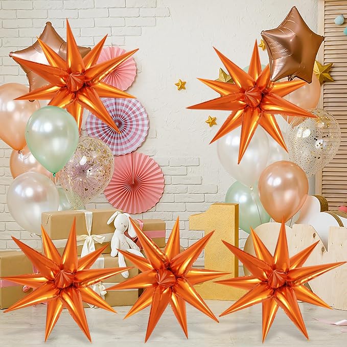 60 Pcs Star Balloons Explosion 12 Point Foil Cone Balloons Magic Balloon Large - Image 3