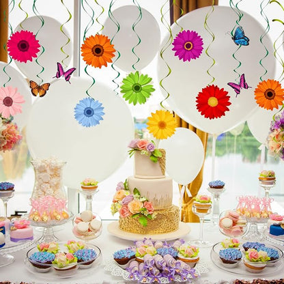 48 Pieces Spring Sun Flowers Butterfly Hanging Swirl Decorations Spirals - Image 5