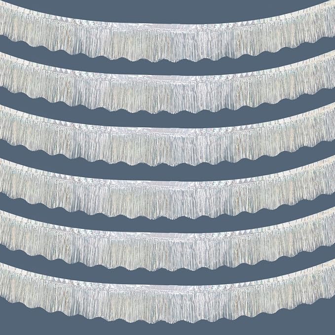 LOLStar Silver Foil Fringe Tinsel Garland, Tinsel Streamers Banner, 6 Pack | by LOLSTAR