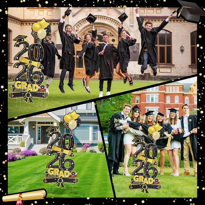 3.37FT Class of 2026 Graduations Yard Signs, Large Black & Gold 2026 Graduation - Image 7