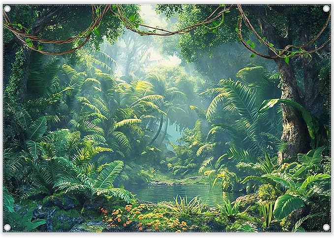 Fabric 7x5ft Jungle Forest Photography Backdrop Rainforest Banner | Tropical by ZTHMOEBACKDROP