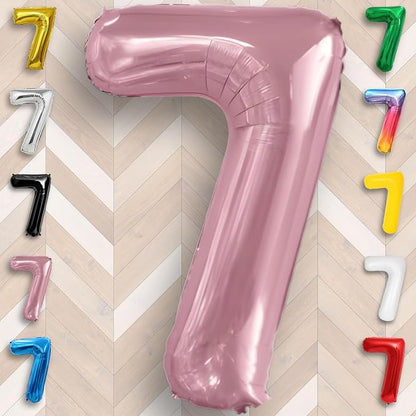Pink Pearl Number Balloon 7 Mylar Foil Macaron Balloons 40 inch - Image 6