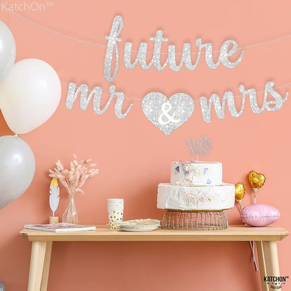 KatchOn Glitter Future Mr & Mrs Banner 10 Ft, Engagement Party Decorations | - Image 8