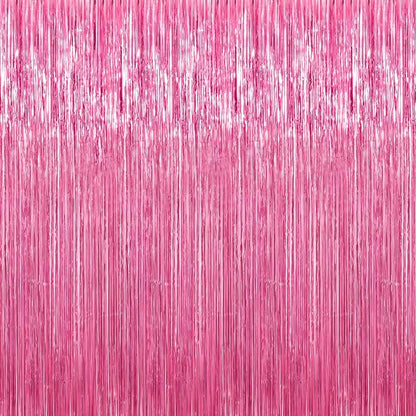 Crosize 8 Pack Pink Party Streamers Backdrop, 3.3 x 9.9 ft | Tinsel Foil Fringe by Crosize