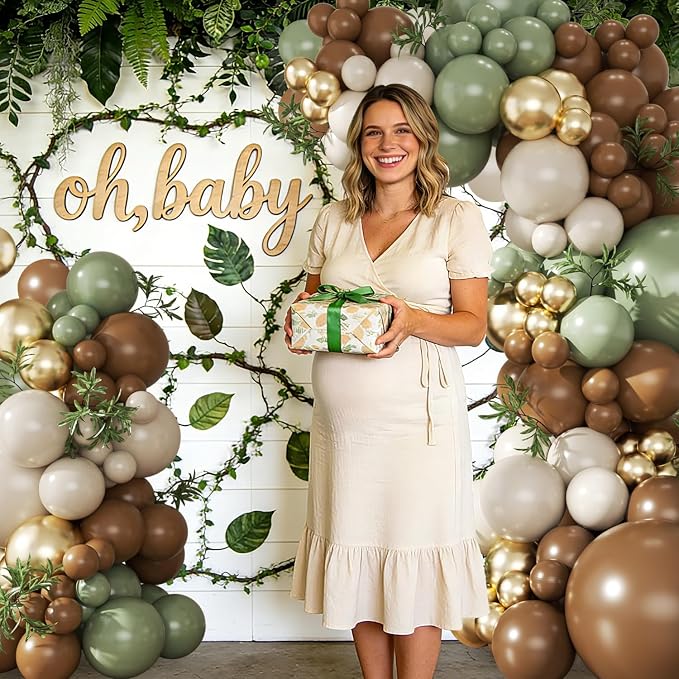 Sage Green Brown Balloon Arch Kit - Image 4