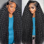 26 Inch Deep Wave Lace Front Wigs Human Hair 13x6 HD Lace Front Wigs Human Hair Pre Plcked Curly Human Hair Wig for Women 200% Density Water Wave Lace Front Wigs Human Hair With Baby Hair