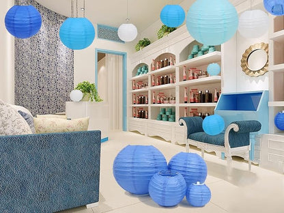 LURICO 16 Pcs Blue/White Paper Lanterns - Image 6
