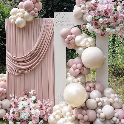 Pink and White Balloons, 12 Inch Double Stuffed Pearl Dusty Blush Baby Light - Image 2