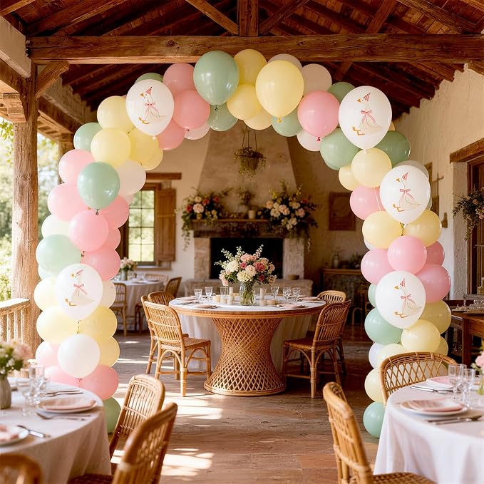 Goose Balloons Set, Pastel Pink Sage Dusty Green Light Yellow White Latex - Image 7
