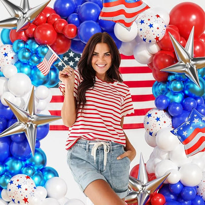 153Pcs 4th of July Balloon Arch Garland Kit Red White and Blue Party Decorations - Image 7