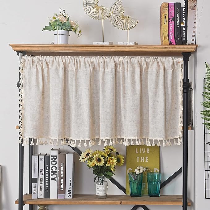 Sutuo Home Boho Sheer Curtain Valance Tier Cotton Linen by SutuoHome