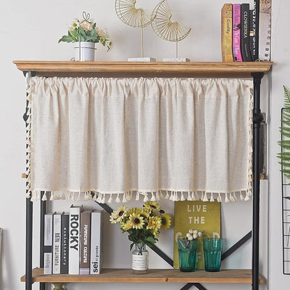 Sutuo Home Boho Sheer Curtain Valance Tier Cotton Linen by SutuoHome