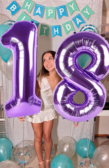18 Balloon Number 40 Inch Purple Balloons - Image 3