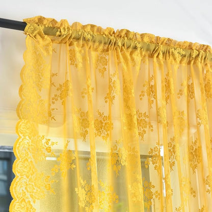 Kotile Mustard Yellow Sheer Curtains - Image 3