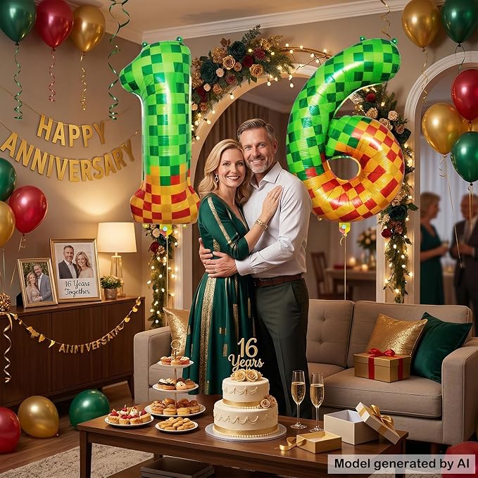 40 Inch Pixel Foil Number 16 Balloon - Image 6