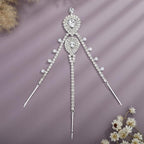 YERTTER Wedding Silver Rhinestone Head Chain With Clip Jewelry Forehead Tassel Fringe Headband Headpiece Crystal Chain Headband Hair Accessories for Women Brides Prom Costume(Silver 2)