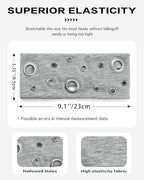 Grommet Headband for Women, Grey Star 23cm Hollow Out Elastic Hair Band, Eyelets Punk Grunge Stylish Hairband