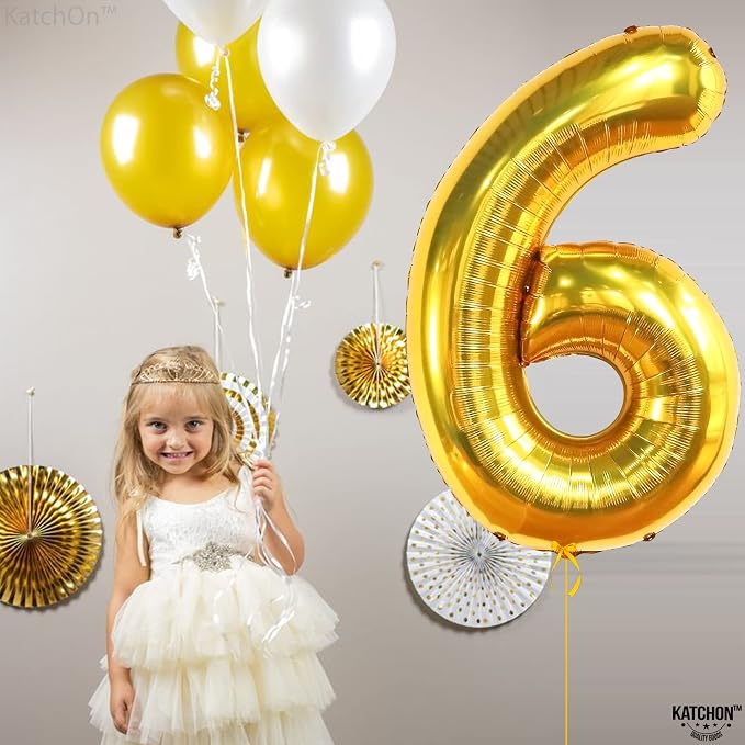 KatchOn Gold Number 6 Balloon 40 Inch, 6th Birthday Balloon | 6th Birthday - Image 6