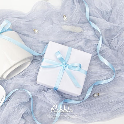 Ribbli Double Faced Light Blue Satin Ribbon, 3/8” x Continuous 25 Yards - Image 2