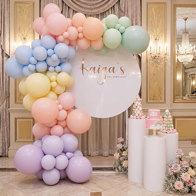 Pastel Balloons Macaron 12 Inch Pink Blue Green Purple Orange Yellow Latex - Image 7