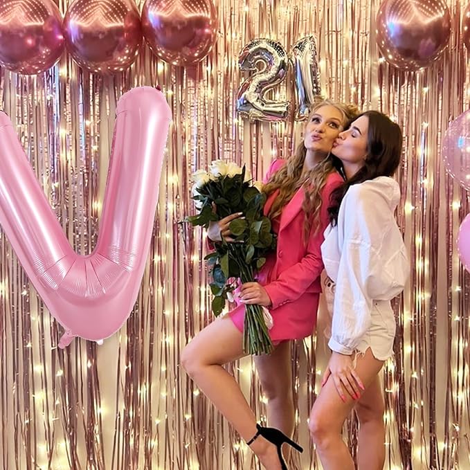 TONIFUL 40 Inch Large Pink Letter V Balloons Giant Foil Mylar Alphabet Balloon - Image 6
