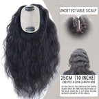 Curly Hair Toppers for Women, Real Human Hair Topper for Thinning Hair, Realistic Scalp Crown Hair Topper with Natural Volume, Clip-In 3D Scalp Cover, Natural Black 1B 10 In