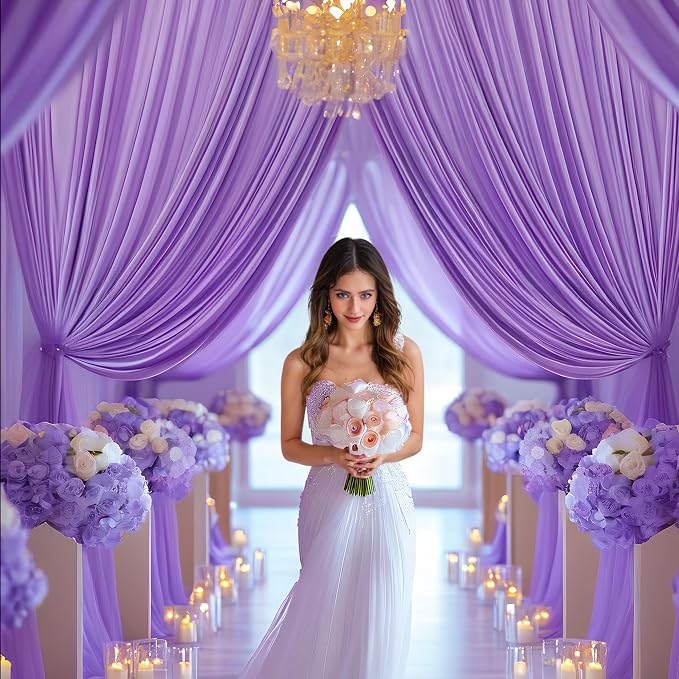 Asee'm Lavender Purple Backdrop Curtains Drapes - Image 6
