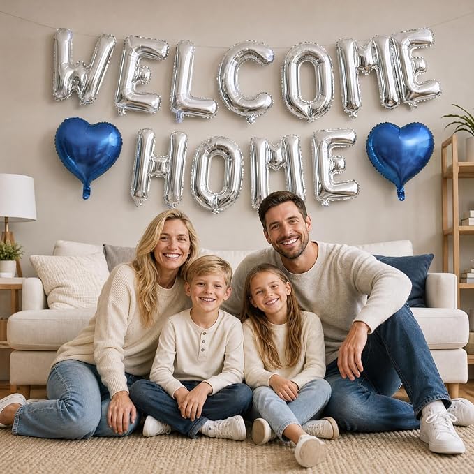 TONIFUL 16 Inch Silver WELCOME HOME Foil Letter Balloons - Image 6