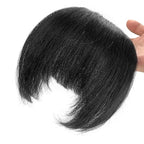 Yaki Straight Bangs Hair Extensions for Women Natural Black Synthetic Fringe with Temples Handmade Kinky Straight Bangs Hairpiece with 3 Clips in (1B)