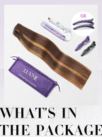 LUVME Clip in Hair Extensions, 135g 20 Inch 7pcs #4/27 Human Hair Extensions Thick on Extensions Real Human Hair Clip on Double Weft Remy Hair