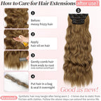 KooKaStyle Clip in Synthetic Hair Extensions Long Wavy 4PCS Thick Hairpieces Brown with Multi - Tone Highlights Fiber Double Weft Natural 24 Inch for Women