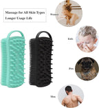 2 PC Silicone Body Scrubber, 2 in 1 Exfoliating Shower Bath Scrubber, Soft Silicone Loofah for Sensitive Skin, Shower Hair Scalp Massager, Easy to Clean, Lather Well (Black&Green)