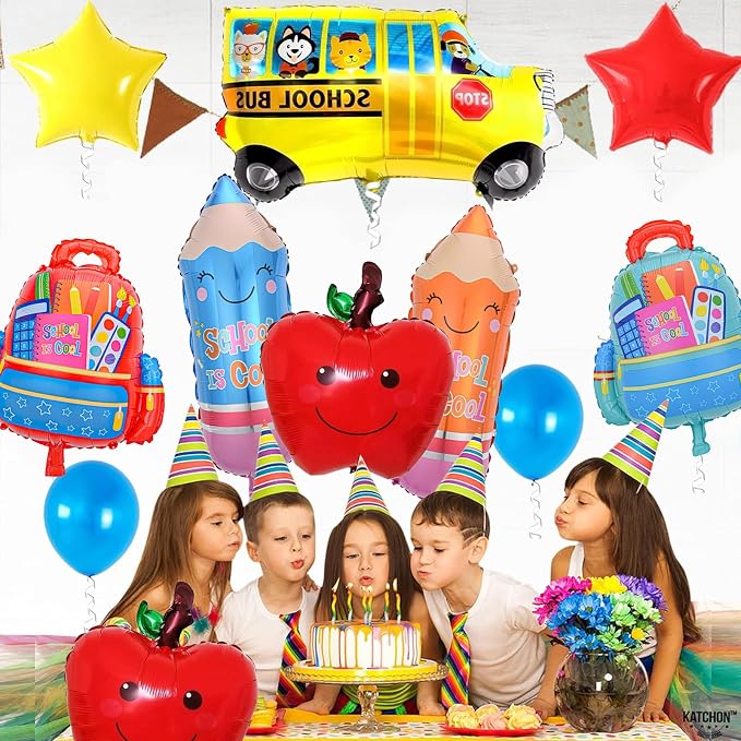 9 Pcs Back to School Balloons, School Bus Balloon, Colorful Schoolbag Pencil - Image 4