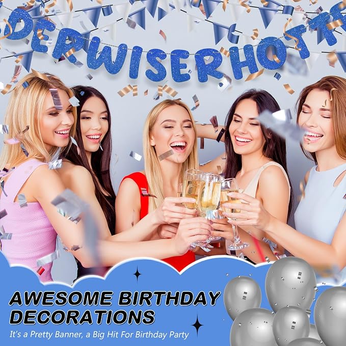 Fulmoon Set of 3 Pre Strung Older Wiser Hotter Glitter Banner Funny Birthday - Image 6