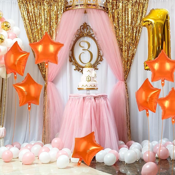 20 Pcs Orange Star Balloons, 18 Inch Star Foil Balloons, Stars Shaped Balloon - Image 3
