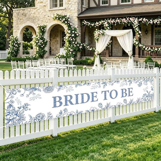 Blue Bride To Be Happily Ever After Bridal Shower Wedding Banner | Reusable by WETDNGQI