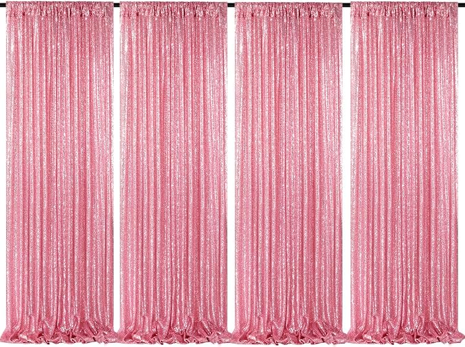 Backdrop Curtain Drapes 4 Pieces 2FTx8FT Blush Pink Wedding Backdrop | by QueenDream