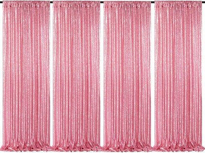 Backdrop Curtain Drapes 4 Pieces 2FTx8FT Blush Pink Wedding Backdrop | by QueenDream