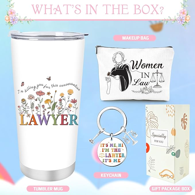 Keluna Laywer Gifts for Women Men - Lawyers Meaningful Birthdays School Graduations Thank You Gift, Motivational Keychain Tumbler Mug Makeup Bag