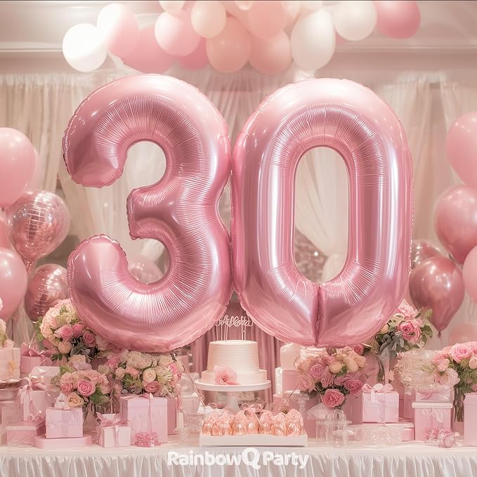 RainbowQ Pink 27 Balloon Number 40 Inch 0-40 Foil Large Balloons | Big Mylar 27 - Image 5