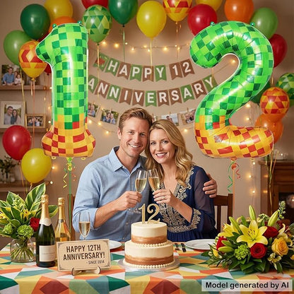40 Inch Pixel Foil Number 12 Balloon - Image 7