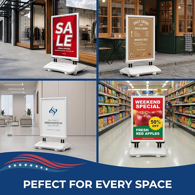 Custom Weighted Sidewalk Sign by DC – 23x33 Outdoor Sign Holder - Image 4