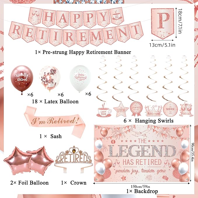 Roetyce Rose Gold Retirement Party Decorations - Image 2